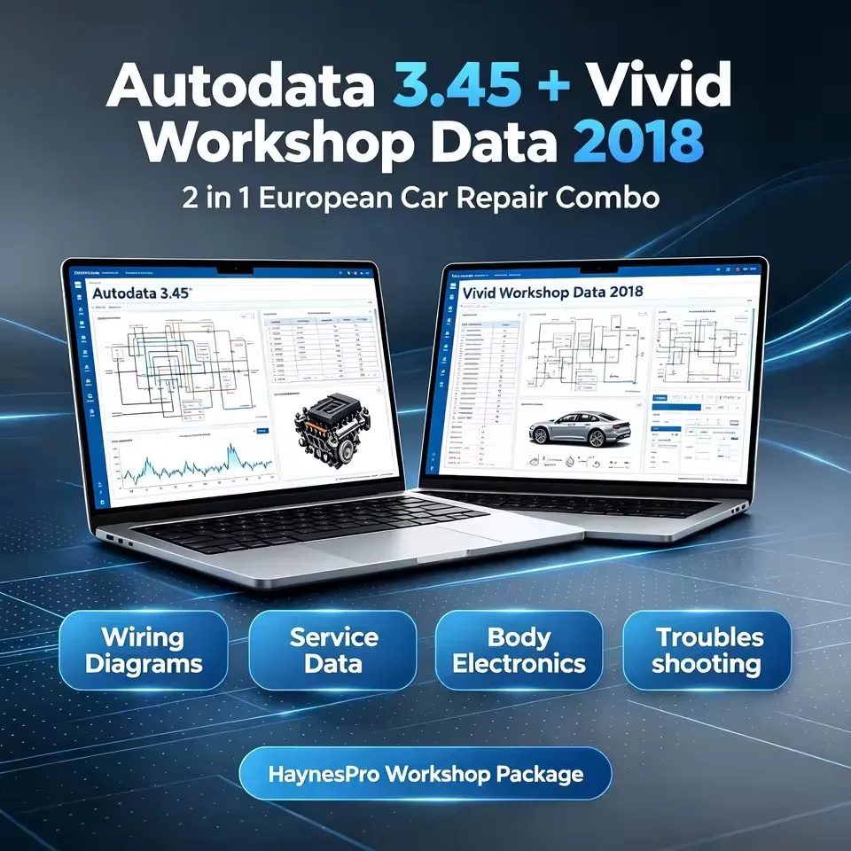 2 IN 1 Vivid Workshop Data 2018.1 HaynesPro  Autodata 3.45 Car Truck Repair Software Multi-Language Workshop Data For Windows