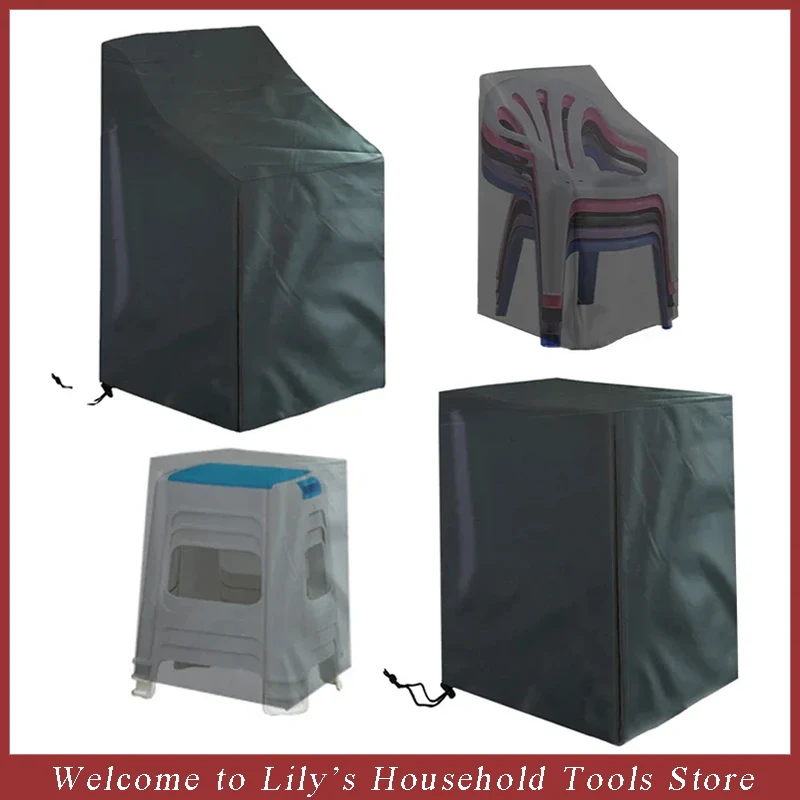 Heavy Duty Stackable Chair Cover, Waterproof Dustproof Rain Resistant, Outdoor Garden Patio Stacked Furniture Protective Cover view 2