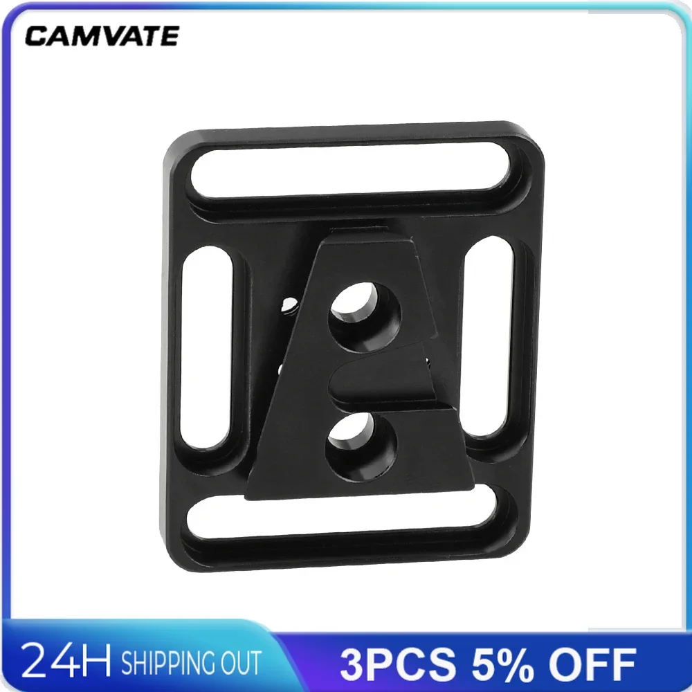 CAMVATE Quick Release Male V Lock Wedge Mount + Base Plate With 1/4inch Mounting Points Grooves For Quick Attach Battery