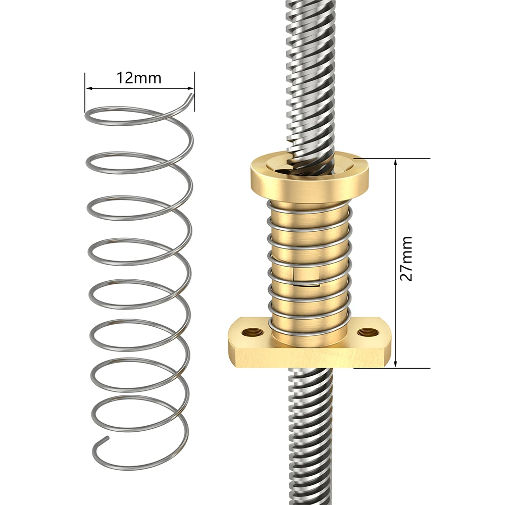 RAMPS T8 Anti Backlash Lead Screw Nut 2/4/8mm Brass Nut For Ender 3 CR10 T8 Lead Screw Spring Nut DIY CNC 3D Printer Parts