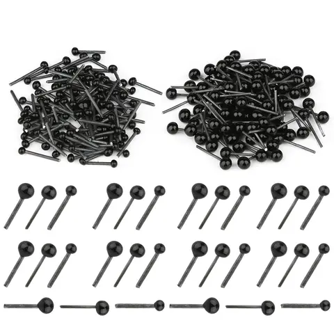 Fenrry 50 Pairs 유리 눈 바늘 Felting 테디 베어 인형 동물 검은 눈 인형 액세서리 2/3/4mm 플라스틱 안전 눈