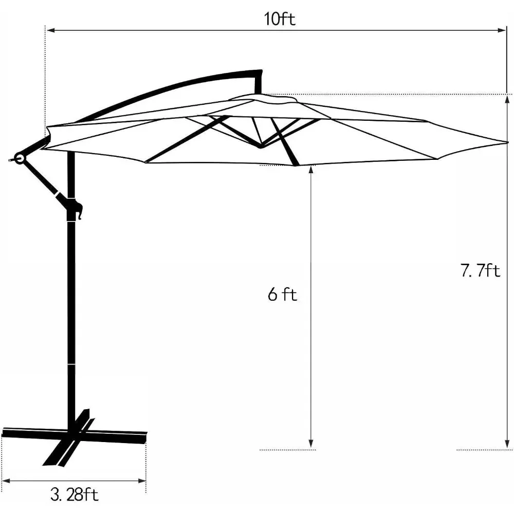 Offset Patio Umbrella 10ft Cantilever Umbrella Market Outdoor Hanging Umbrellas with Crank & Cross Base (Beige)