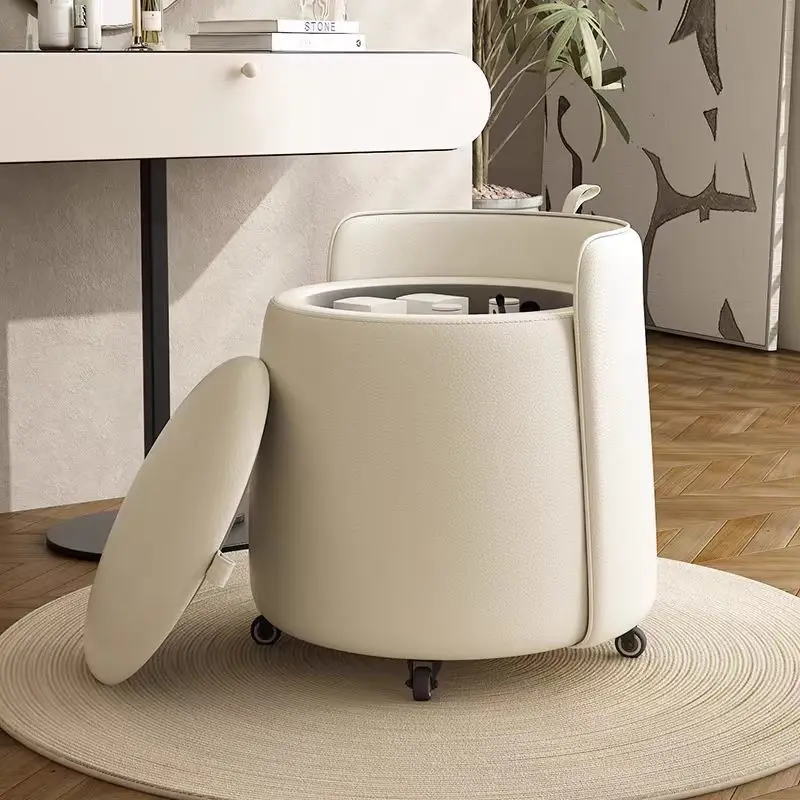 

Storage makeup storage stool pulley backrest low stool dresser dressing stool high-end solid wood coffee table