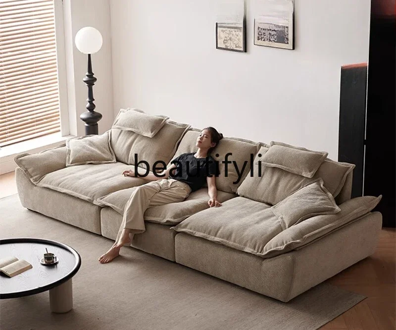 

Sailing sofa removable backrest functional sofa super deep sitting wide fabric straight row leather sofa