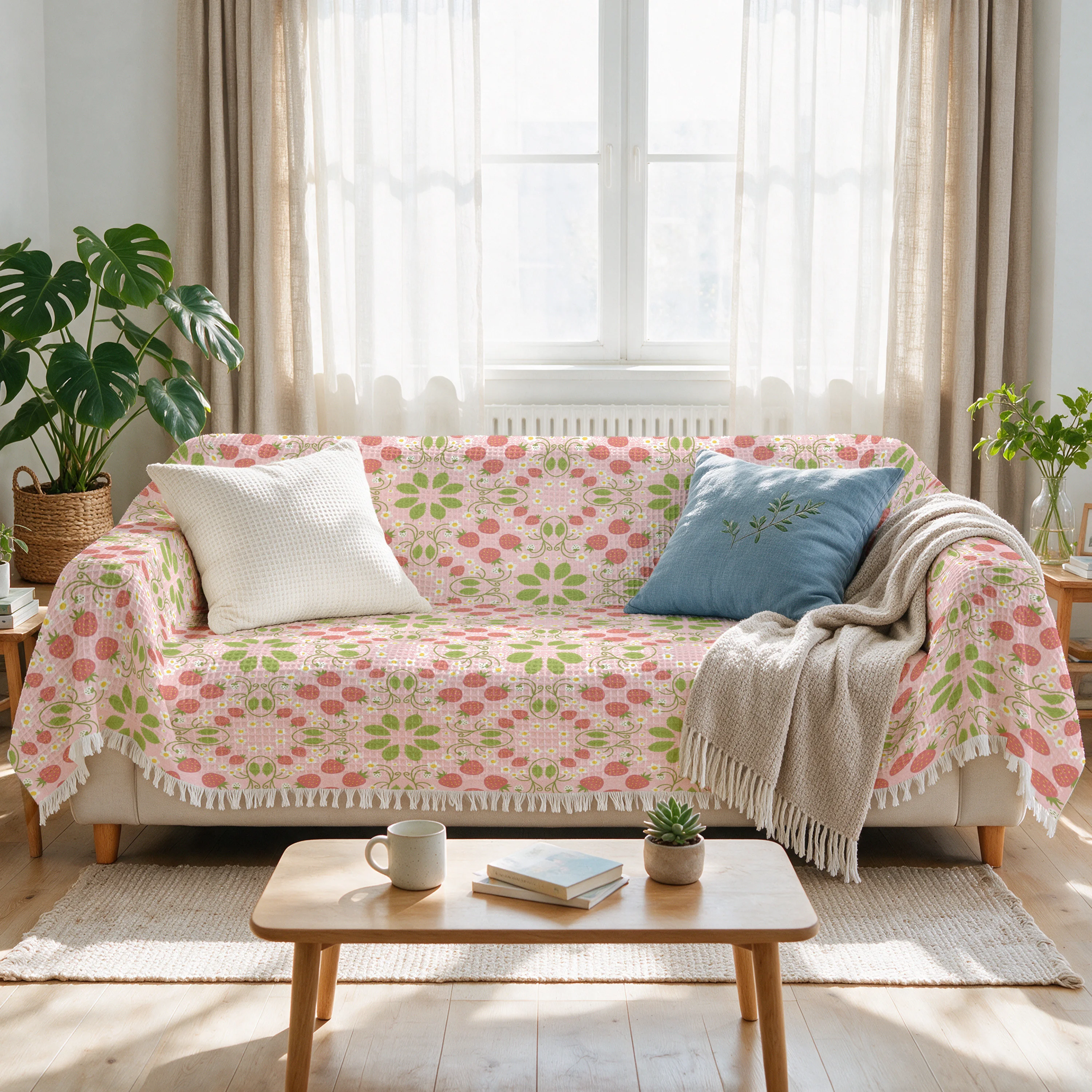 Highly Decorative Sofa Slip Cover Throw Blanket Dust Protector Cushion Couch Set for Living Room Home Decor
