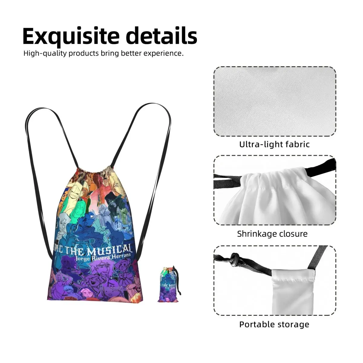 Epic The Musical Saga Covers Drawstring Backpack hiking cycling Bag Portable Travel Drawstring Bag for Men Women