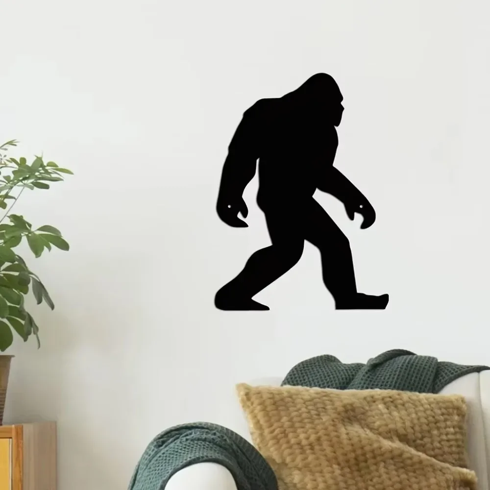 CIFBUY Bigfoot Silhouette Metal Wall Art 2D Flat Black Iron Hanging Sculpture Funny Creature Indoor Home Decor