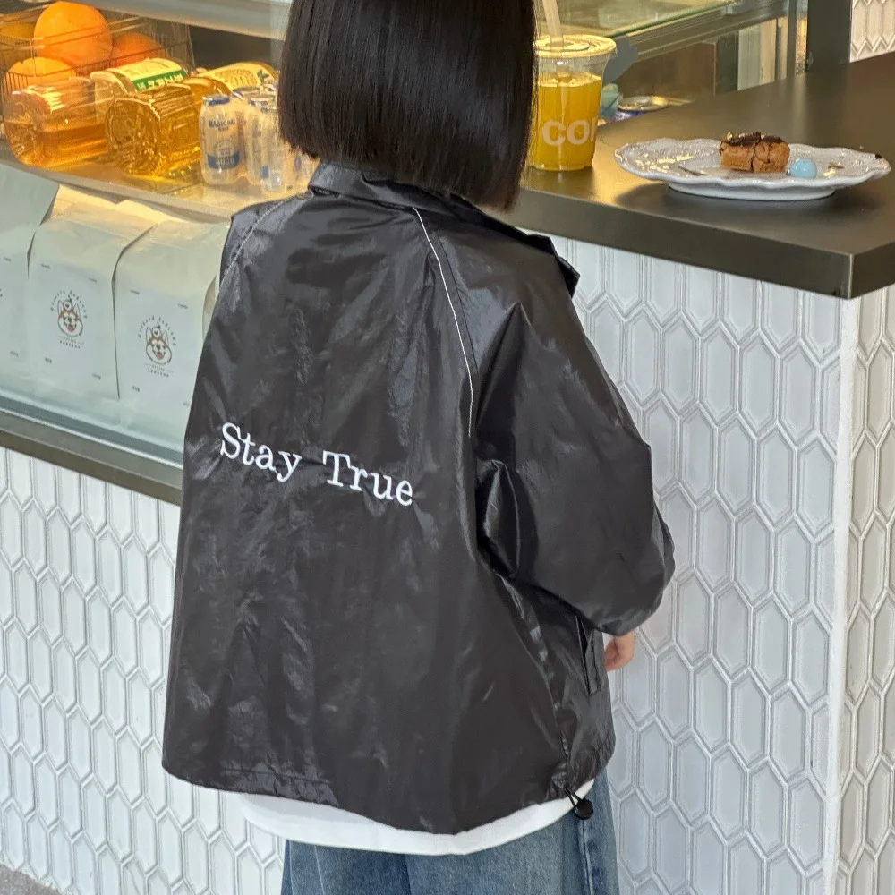 Girls Coat 2025 Autumn and Winter New Children's Clothing Korean Style Girl Baby Embroidery Small Letter Coat Casual Simple