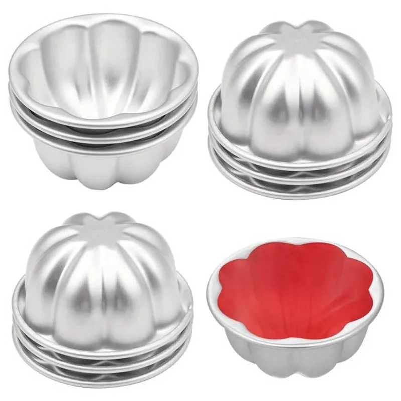 10Pcs Reusable Aluminum Alloy Dessert Mould Flower Shape Cake Baking Pan Mold For Baking Cake Oven Homemade DIY Crafting Gifts