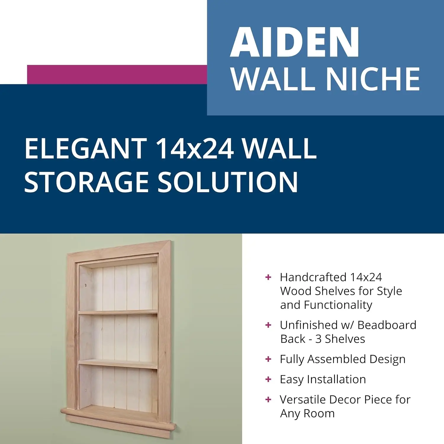 Fox Hollow Furnishings 14X24 Aiden Recessed Wall Niche Medicine Cabinet Replacement, In The Wall Bathroom Cabinet Insert