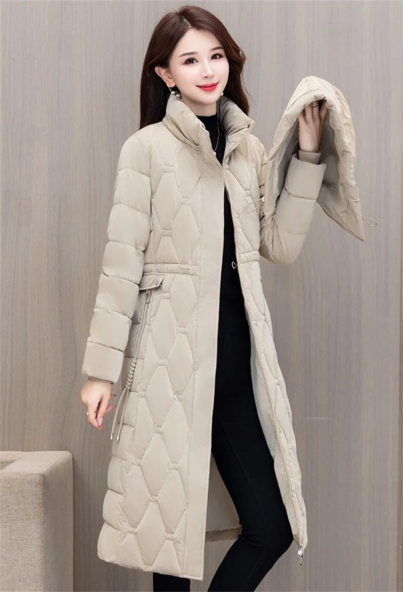 Winter Parkas Long Glossy Down padded jacket Women new Fashion Loose Hooded Windproof Warm Cotton Clothes Female overcoat T545