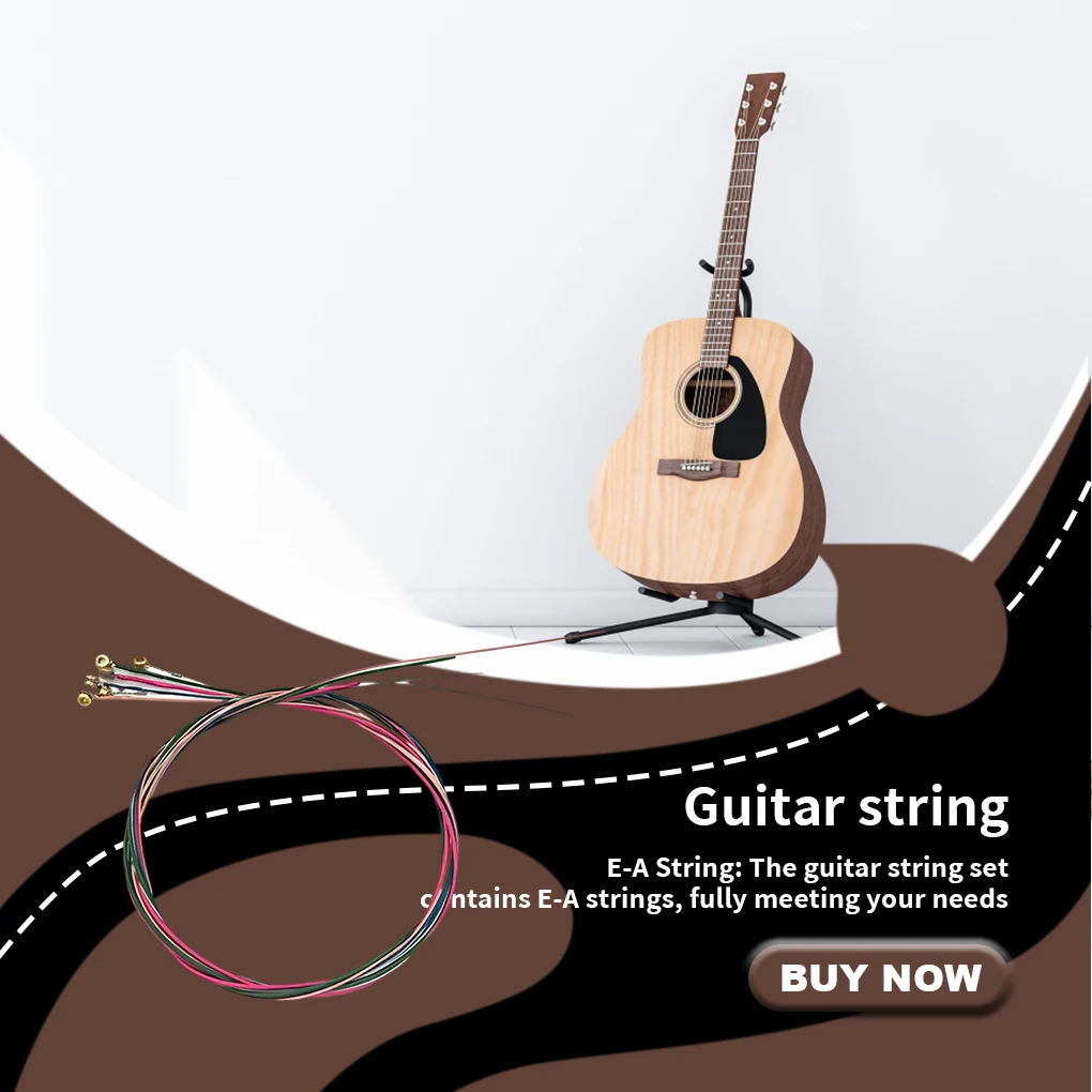 6PCS Acoustic Guitar Strings Universal E-A String Wear-resistant Instrument Accessory Sufficient Gears Colorful String