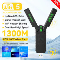 1300Mbps WiFi USB Adapter Dual Band 2.4G/5Ghz Wi-Fi Dongle USB3.0 High-Speed 802.11AC 4-Antennas Wireless Receiver Driver Free
