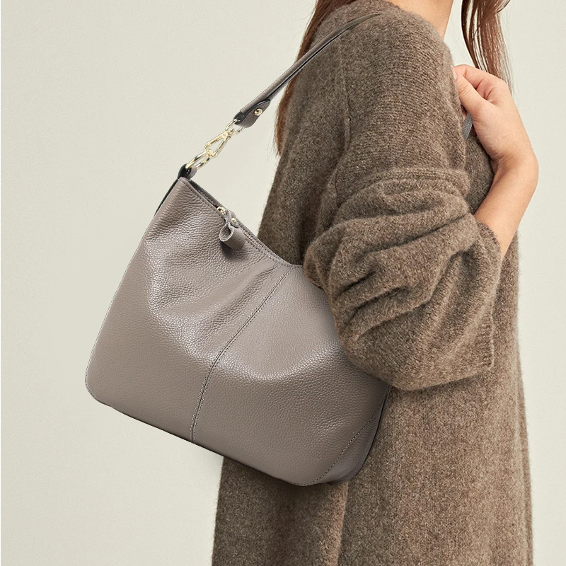 

Женские сумки из натуральной кожи — новый стиль, воловья кожа с верхним зерном, мягкая кожа, большая вместимость, подмышки, плечо, через плечо