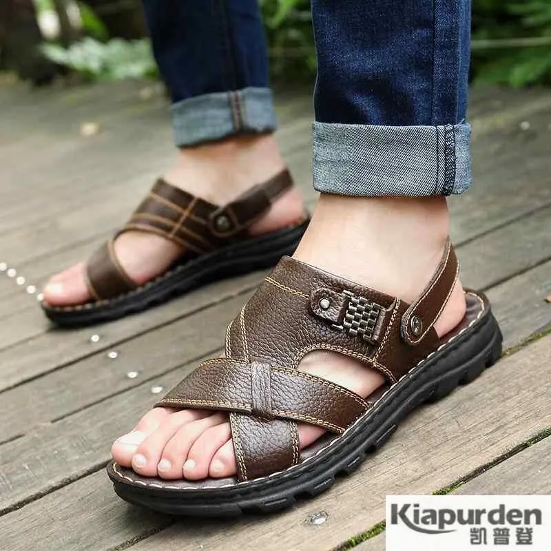 Men's Summer Outdoor Beach Fishing Wading Shoes Anti-slip Breathable Hole Hole Sandals Casual Style Flat Heel PU Inner Liner