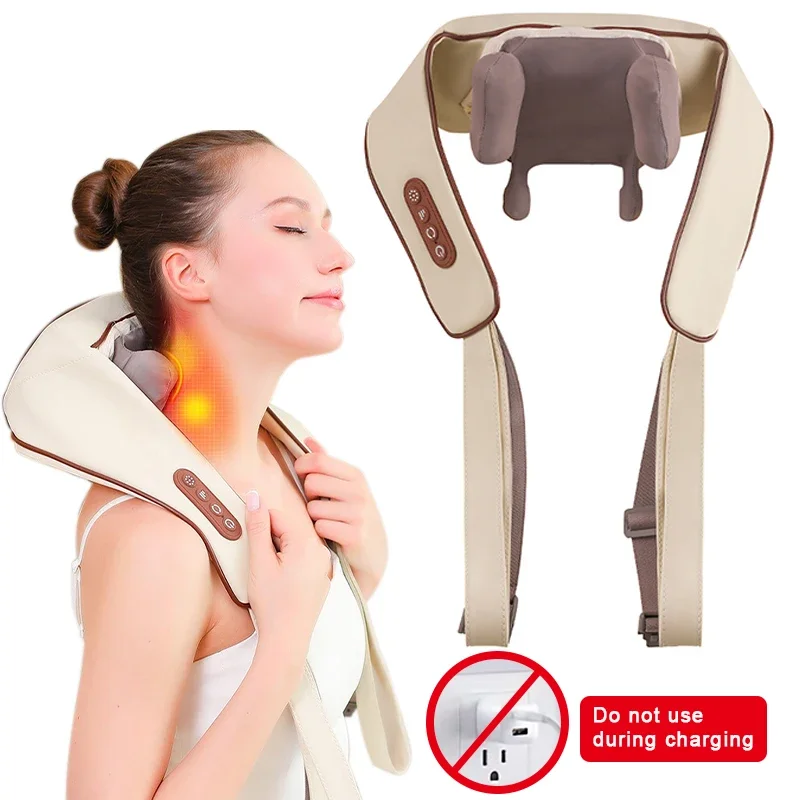 Neck and Shoulder Massage Shawl Heating Kneading 6D Massage Head Deep Massage and Muscle Relaxation Adjustable Wearable Massager image 2