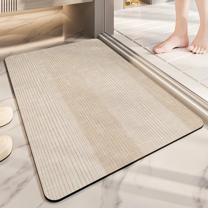 

Bathroom Carpet Solid Color Striped Rug Absorbent Quick-drying Floor Mat Toilet Door Mats Washroom Diatom Mud Decorative Carpets