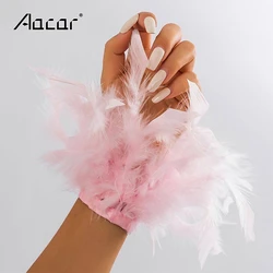 Ostrich Feather Cuff for women Feather cuffs for wrist Elegant feather snap bracelet nail photo cuffs Shirts cuffs with feather