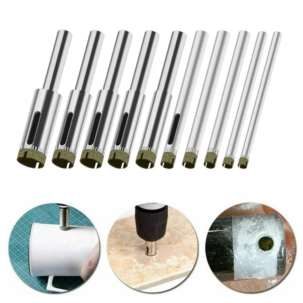 Ferramentas de trabalho de madeira brocas elétricas 10 peças-revestido de diamante 3mm-14mm para telha mármore vidro cerâmica ferramentas elétricas conjunto de perfuração