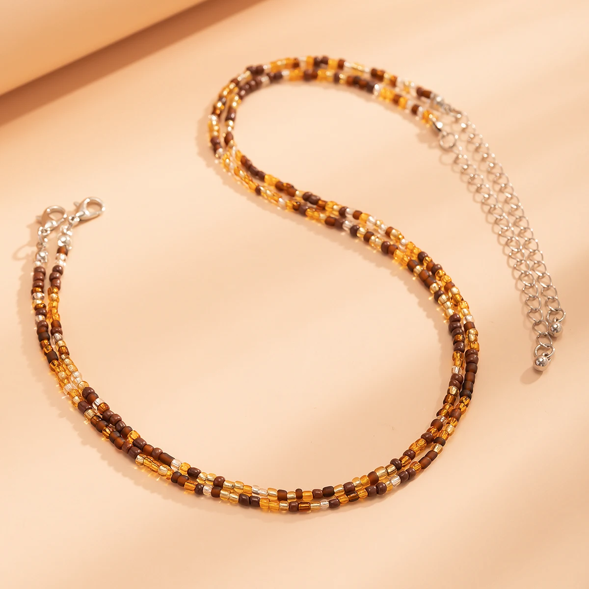 حبات البذور الصغيرة قلادة للنساء ، الطبقات المختنق قصيرة ، طوق مطرز على اكسسوارات الرقبة ، العصرية السيدات مجوهرات مقلدة #4