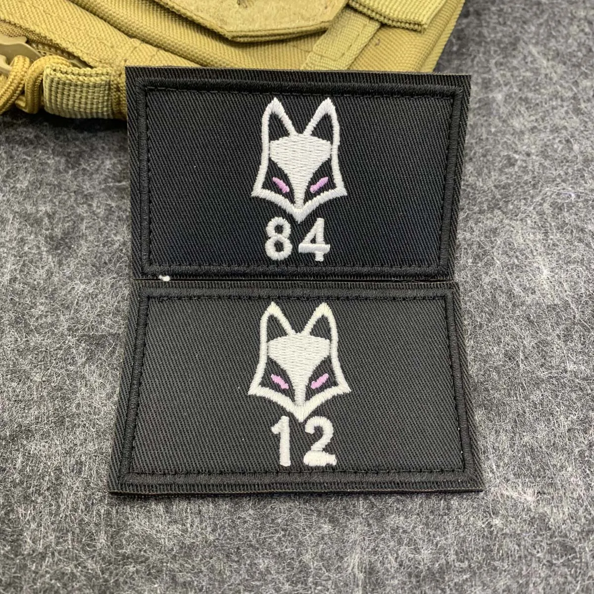Fox Head Number Embroidered Morale Patch Set, Hook & Loop Badge, Fox Pattern Decorative Patch for Backpack Vest Cap Outdoor Gear