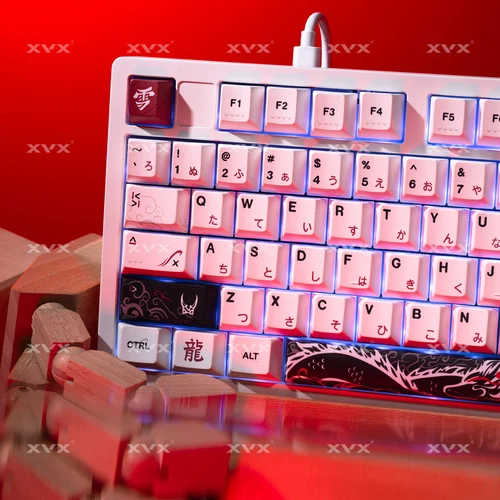 Teclas XVX Yuki Aim para teclado con diseño japonés, teclas de Anime, teclas gruesas de sublimación de tinte PBT, perfil Cherry 134 teclas