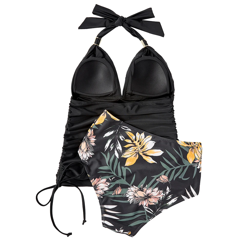 Costume da bagno Tankini a vita alta Costume da bagno da donna Costume da bagno con stampa fasciatura Costumi da bagno push up Taglia XL Tankini da donna