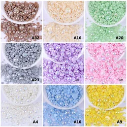 2mm 3mm 4mm 6mm 8mm 10mm ABS Half Round Pearl Bead Flat Back Scrapbook Beads For Jewelry Making DIY Craft Phone Case Decoration