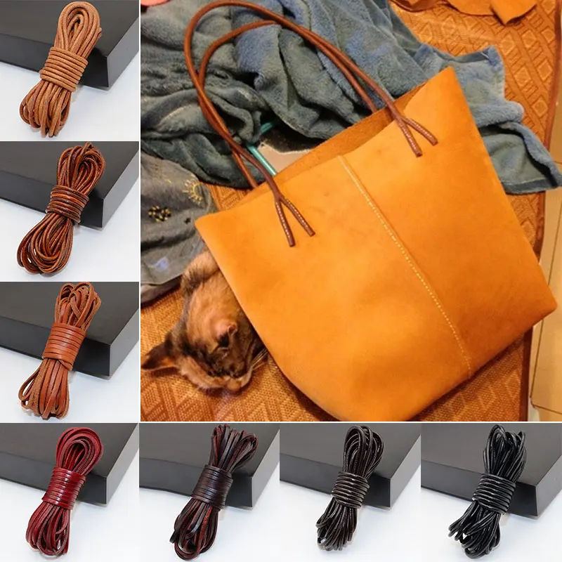 5 متر ريترو جلد طبيعي الحبل 3 مللي متر شقة ستراند جلد البقر حبل صالح قلادة أساور DIY بها بنفسك صنع المجوهرات اكسسوارات