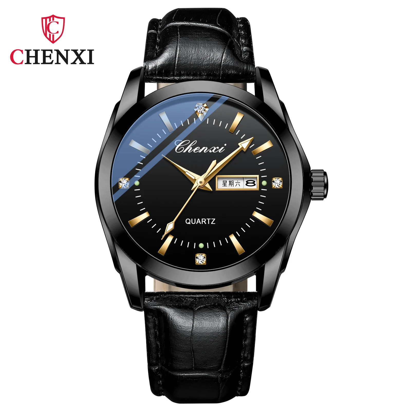 CHENXI 022 New Double Calendar Business Waterproof Belt Quartz Watch Men\'s Watch Genuine Direct Selling Montre Hommes