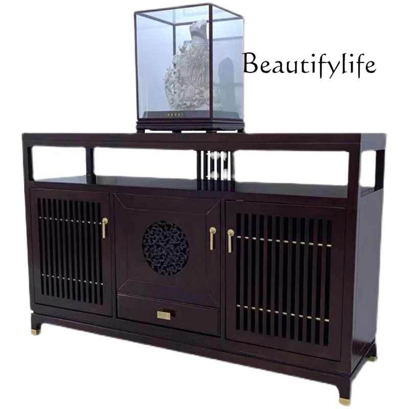 Chinese-Style Solid Wood Entrance Cabinet Zen Entrance Door Hall Cabinet Living Room Design Sideboard Cabinet