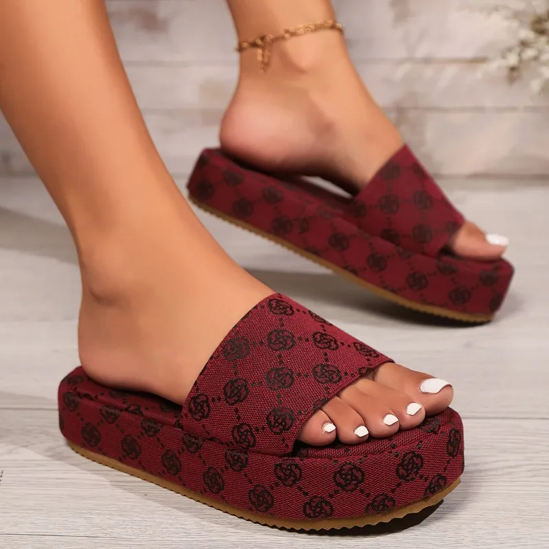 Sandalias con patrón floral para mujer, zapatillas planas para vacaciones de verano, ocio, hogar, caminar