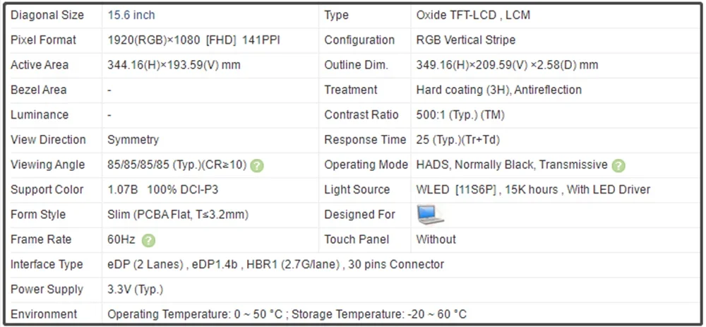 NE156FHM-N53 NE156FHM N53 15,6-дюймовый ЖК-экран для ноутбука IPS-панель FHD 1920x1080 60 Гц тонкий EDP 30 контактов 100% DCI-P3