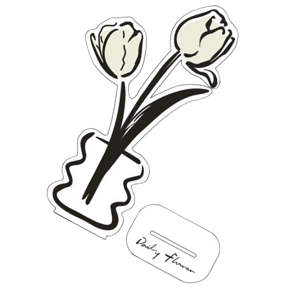 Acrylic Photo Holder Clip Tulip Design Memo Holder Desktop Picture Display Stand Postcard Stand Clip for Office Home Festival
