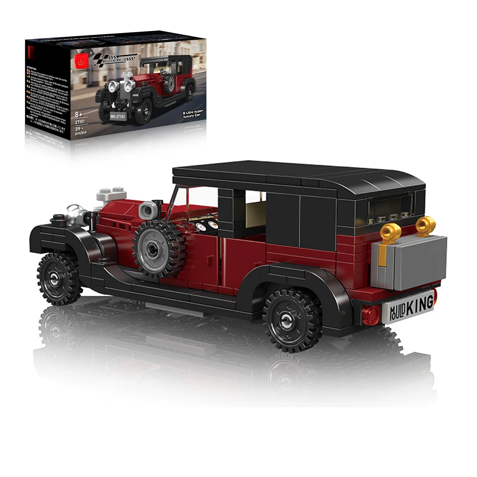 ريترو 27104/27101 نموذج سيارات اللبنات مع صندوق واضح الأولاد الجمعية سيارة مشهورة تحصيل مركبة MOC الطوب اللعب الهدايا #5
