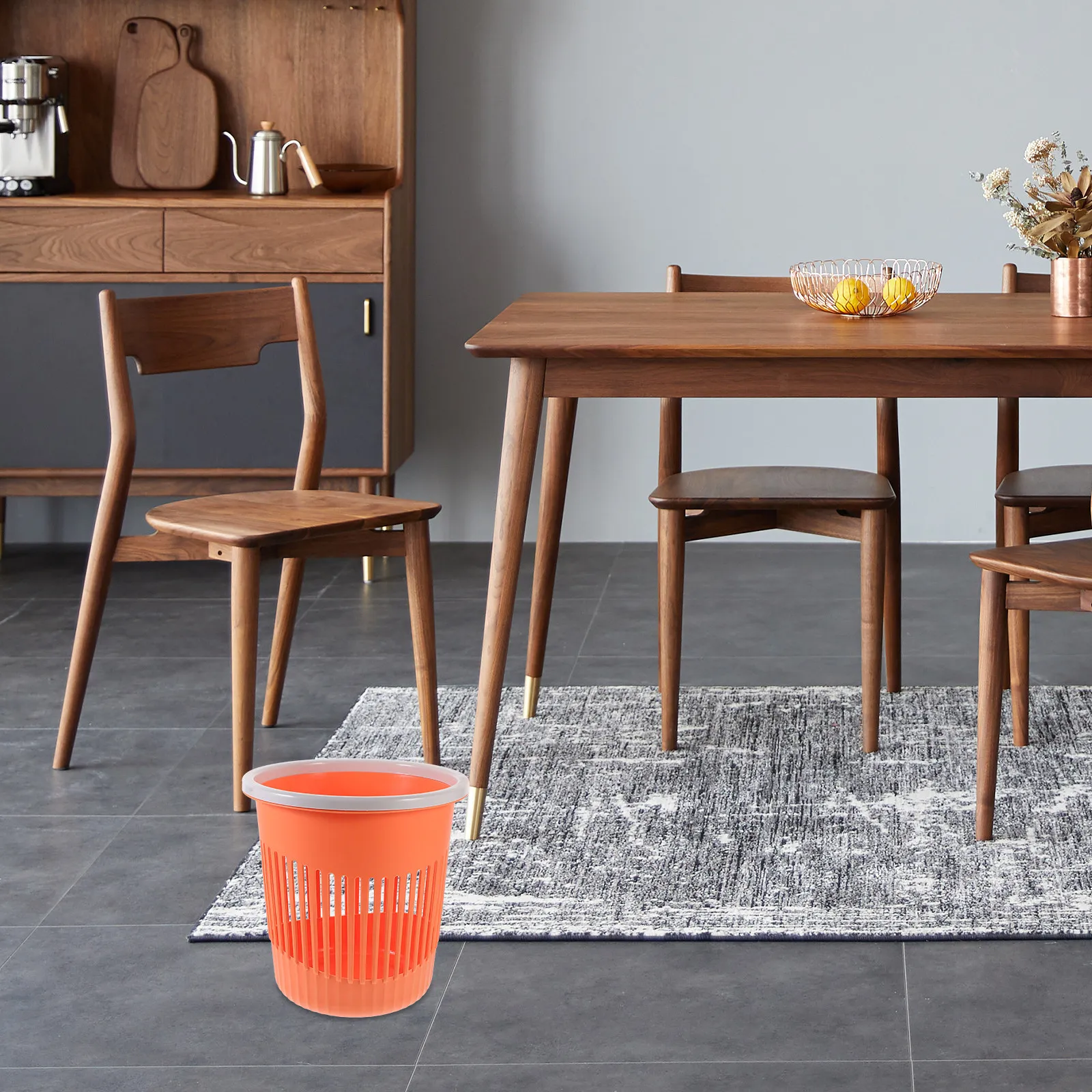 

Round Plastic Trash Can Sturdy PP Material Simple Design for Bathroom Bedroom Kitchen Living Room Office Hotel Home Use