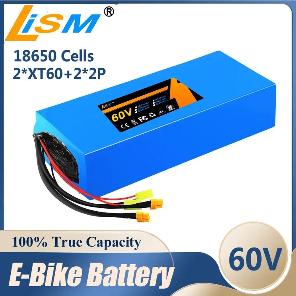 100% true capacity 60V 16S5P 20Ah Lithium ion Battery Battery 60V 1800W Battery Free delivery18650