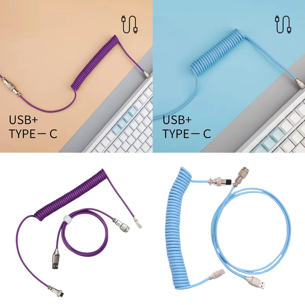 Mechanische Tastaturen, Spiralkabel, Kabeltyp C, USB-Anschluss, Aviator-Spiralkabel, Desktop-Computer, Gaming-Tastaturen, Zubehör – Detail 14