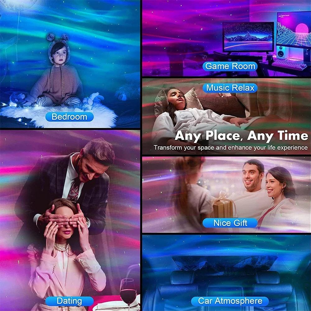 أضواء الشمالية العارض ضوء الليل رائد الفضاء السديم المرصعة بالنجوم LED مصباح مع الموقت عن بعد هدية عيد الميلاد للأطفال البالغين