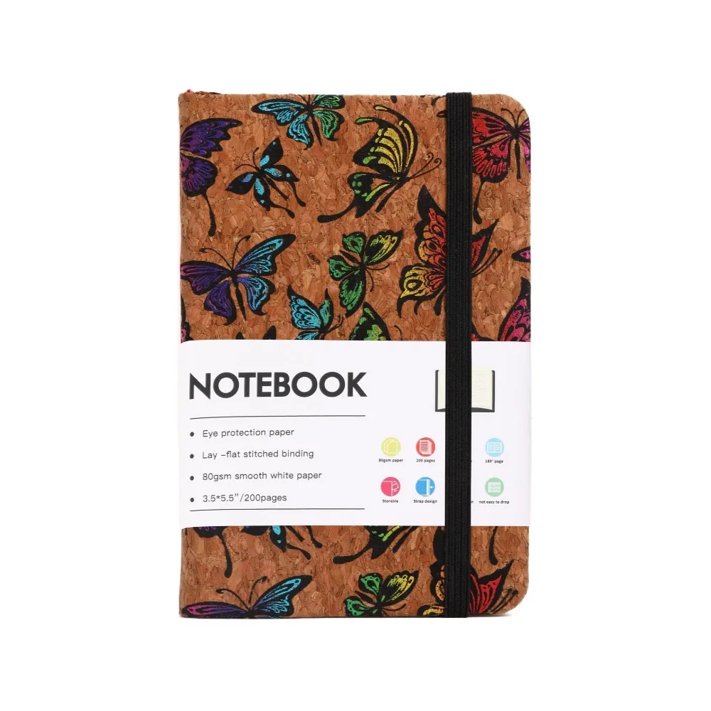 PU Leather Cover A6 Notebook Printed Pattern 200 Pages Student Notepads Wear-resistant Portable Diary Book Gift for Friends