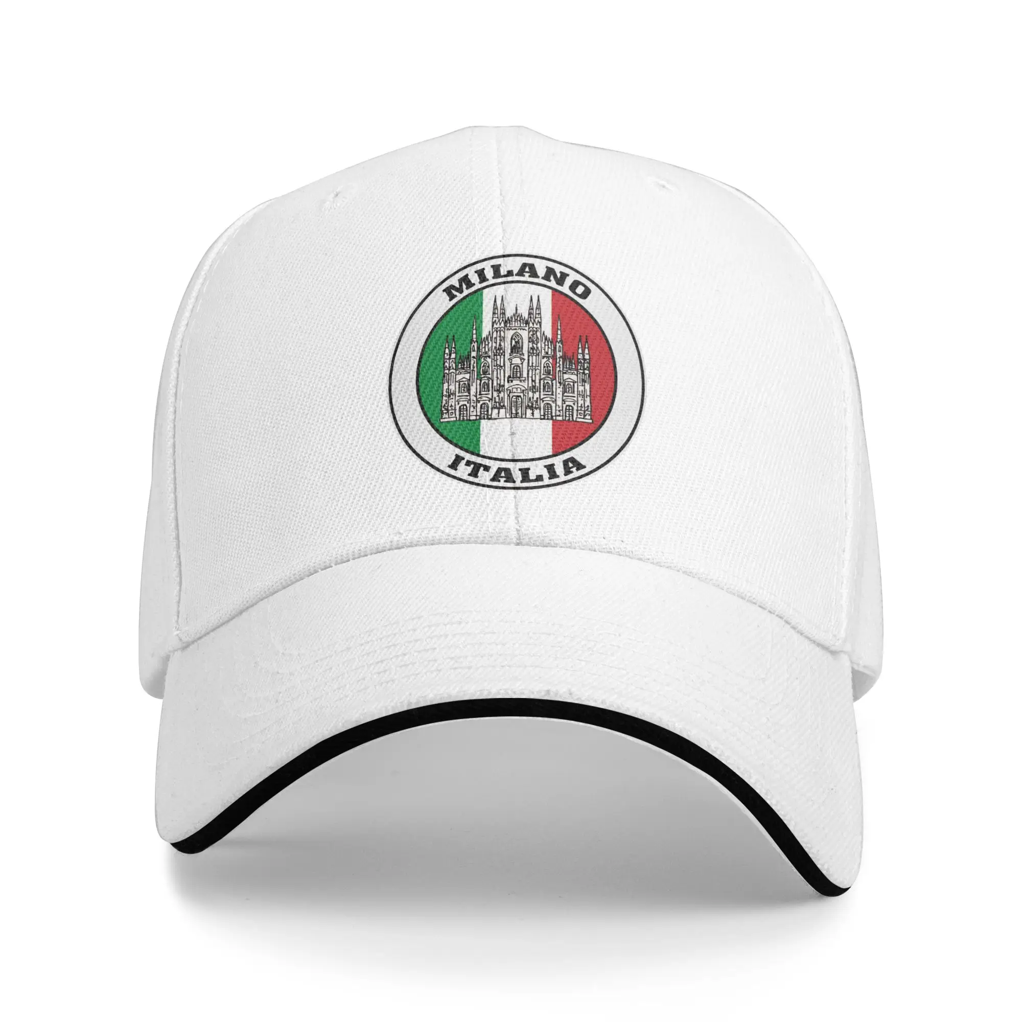 Milano Italia Travel Souvenir Italian Flag Sticker Milan Italy Badge Casual Baseball Cap Hip Hop Hats Men Women Baseball Caps