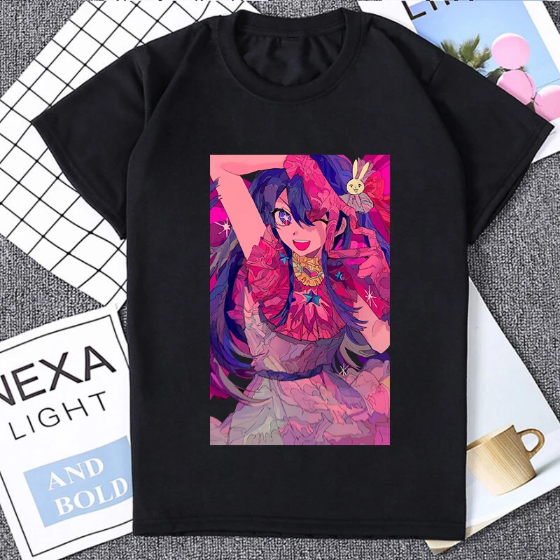 Oshi No Ko Anime Hoshino Print T-Shirt Frauen Sommer Streetwear lässig Kurzarm T-Shirts weibliche Y2K Kleidung Tops T-Shirts