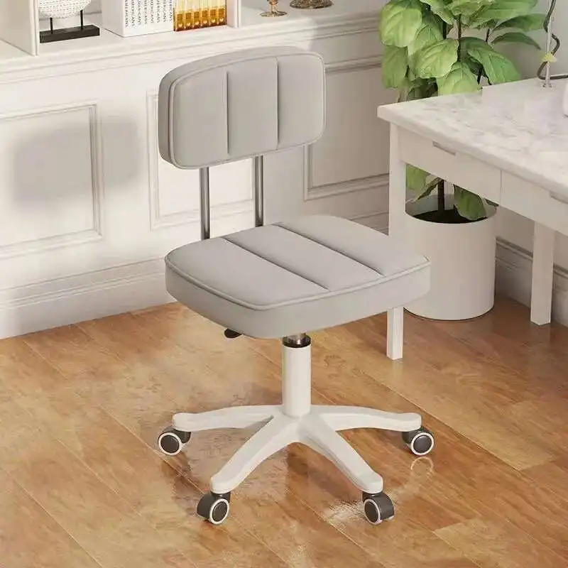 

Wheels White Office Chair Home Swivel Fabric Leisure Floor Fashion Bedroom Raise Chairs Support Sillas Comfortable Furniture