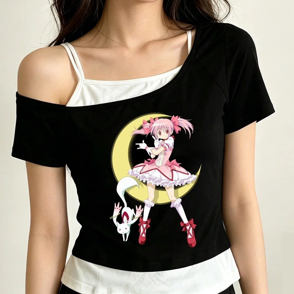 Madoka Magica cropped top teen dollette anime vintage party korean fashion shirt goth baddie japan alternative  korean fashion