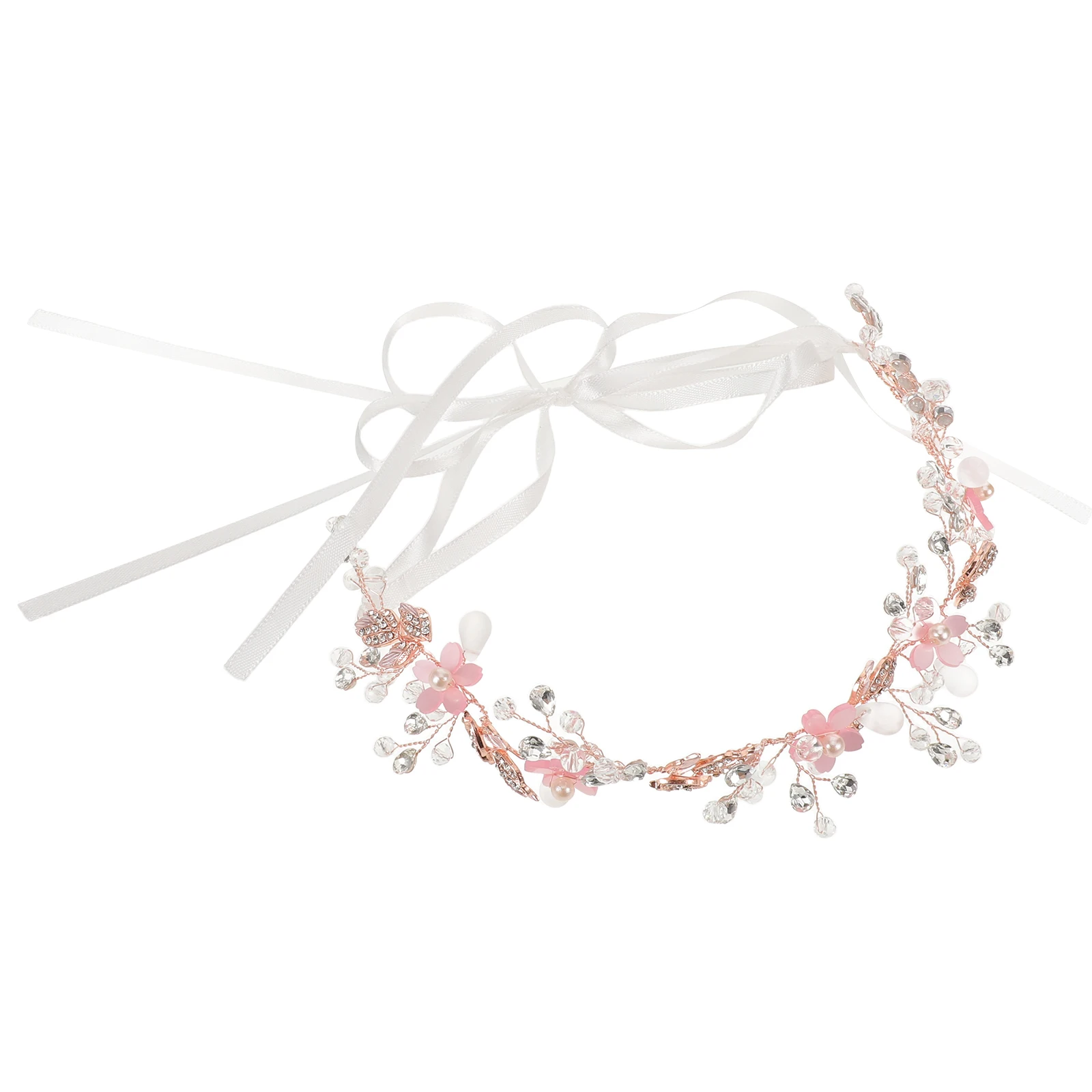 

Elegant Crystal Floral Headpiece Hair Accessories Flower Girl Birthday Party Rhinestone Pearl Crown Lightweight Comfortable