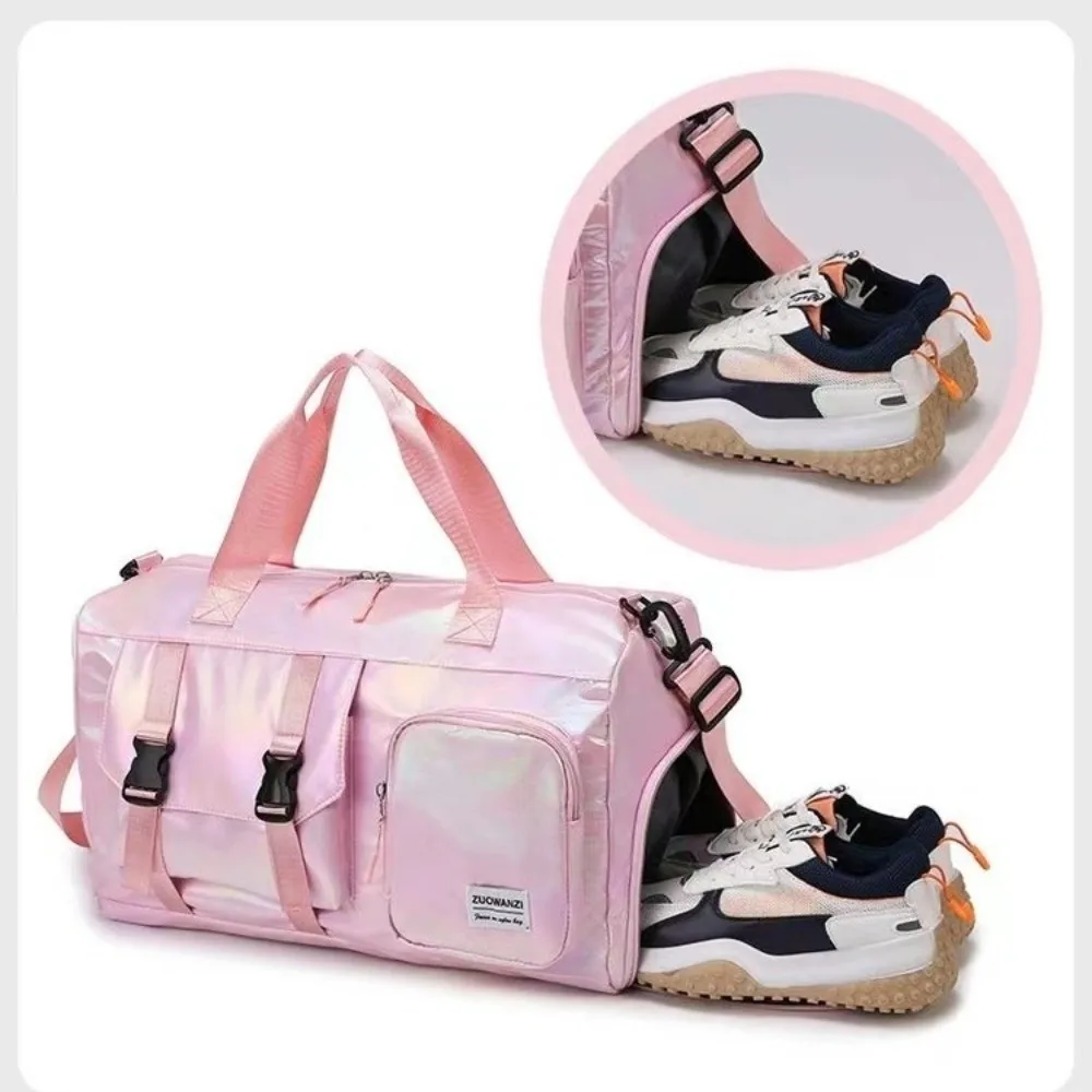 Pack Pearl Glossy Gym Bag Waterproof Large Capacity Travel Luggage Bag Carry-On Wet Dry Separation Weekender Gym Tote Swimming