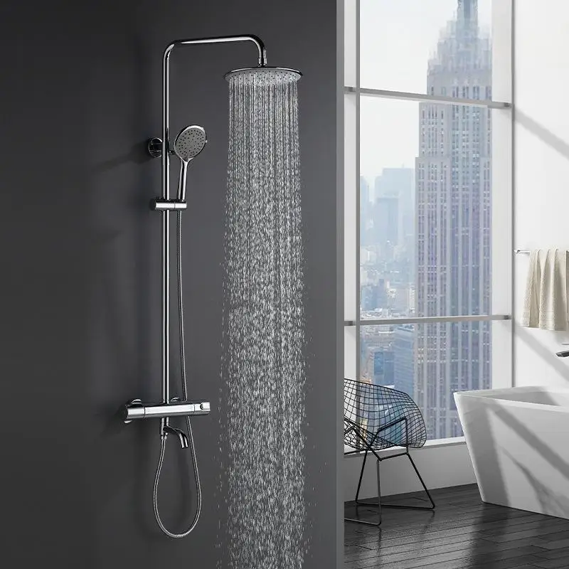 er-Thermostatic Lead-Free Brass 3-Function Hotel Bathroom Shower System Hot Cold Mixer Rain Showerhead Villa Apartment Bath Use*