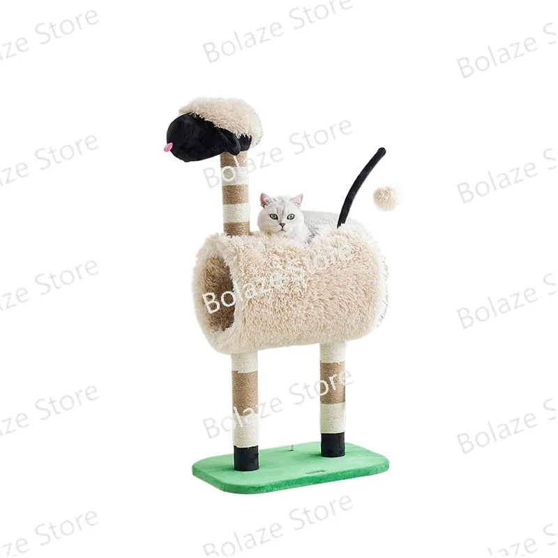 

Black-Faced Lamb Cat Climbing Frame Animal-Shaped Warm Nest Scratching Pole One-Piece Toy Supplies