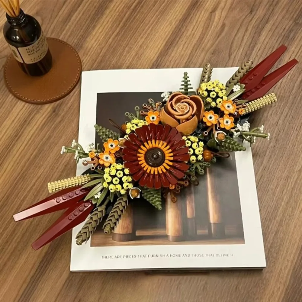

Durable Dry Flower Centerpiece Building Blocks Artificial Bouquet 812pcs Bricks DIY Handmade Building for Valentines