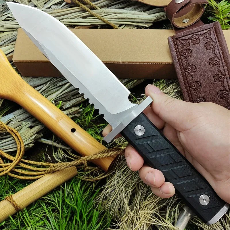 Outdoor survival straight knife camping portable high hardness portable knife wilderness survival multi-purpose knife